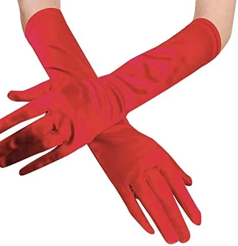 İthalat® Kırmızı Renk Dirseğe Kadar Uzun Kumaş Eldiven 40 cm İthalat® Kırmızı Renk Dirseğe Kadar Uzun Kumaş Eldiven 40 cm