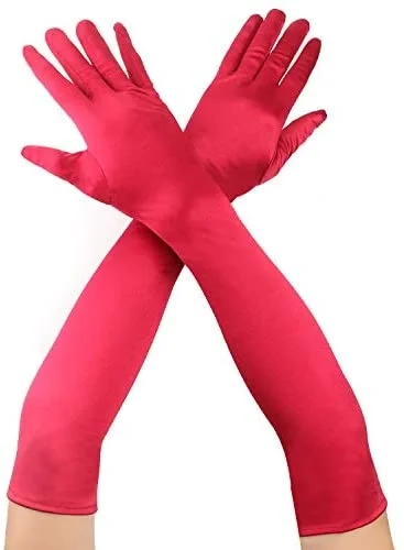 İthalat® Kırmızı Renk Dirseğe Kadar Uzun Kumaş Eldiven 40 cm İthalat® Kırmızı Renk Dirseğe Kadar Uzun Kumaş Eldiven 40 cm