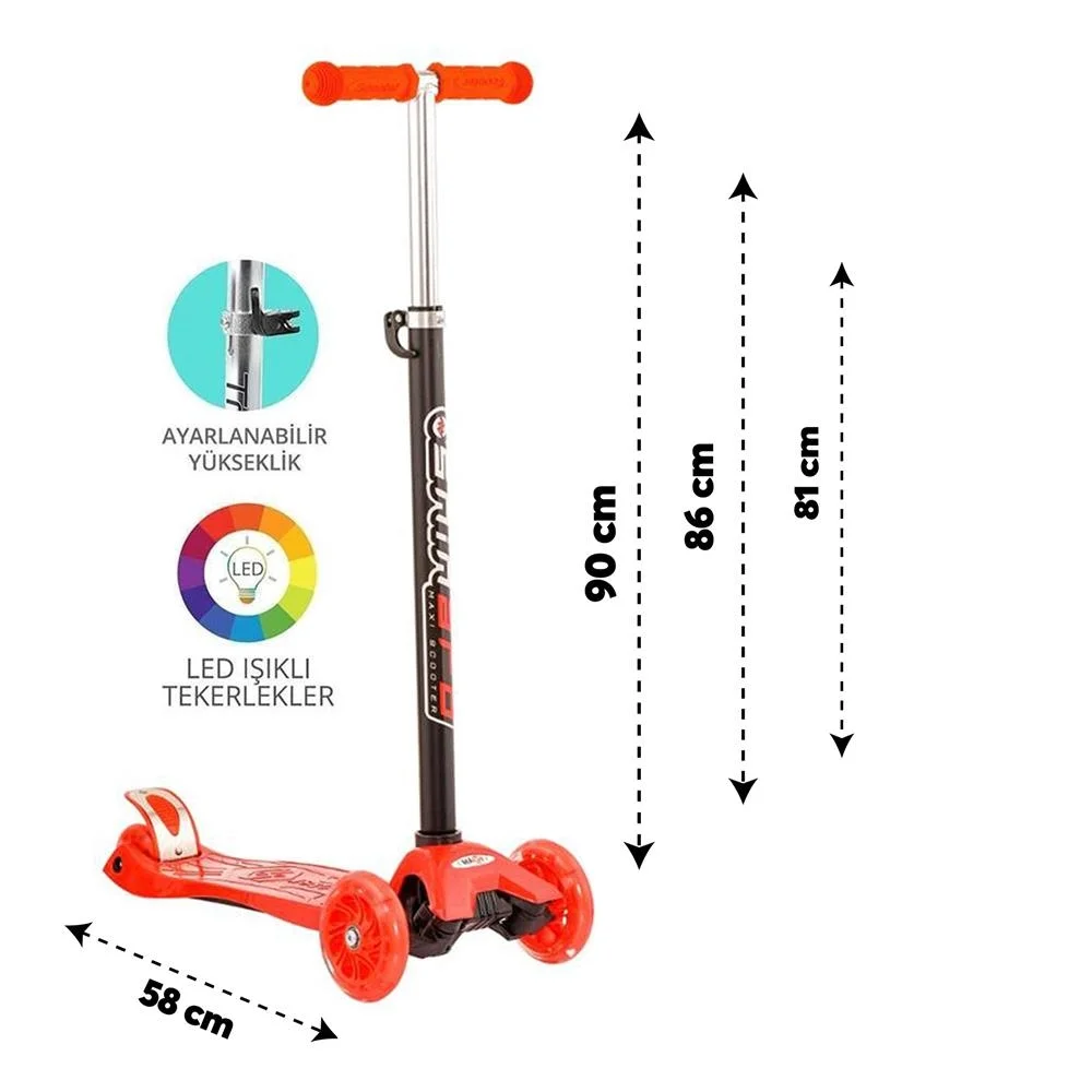 İthalat® Kırmızı Twist Işıklı Scooter Kırmızı