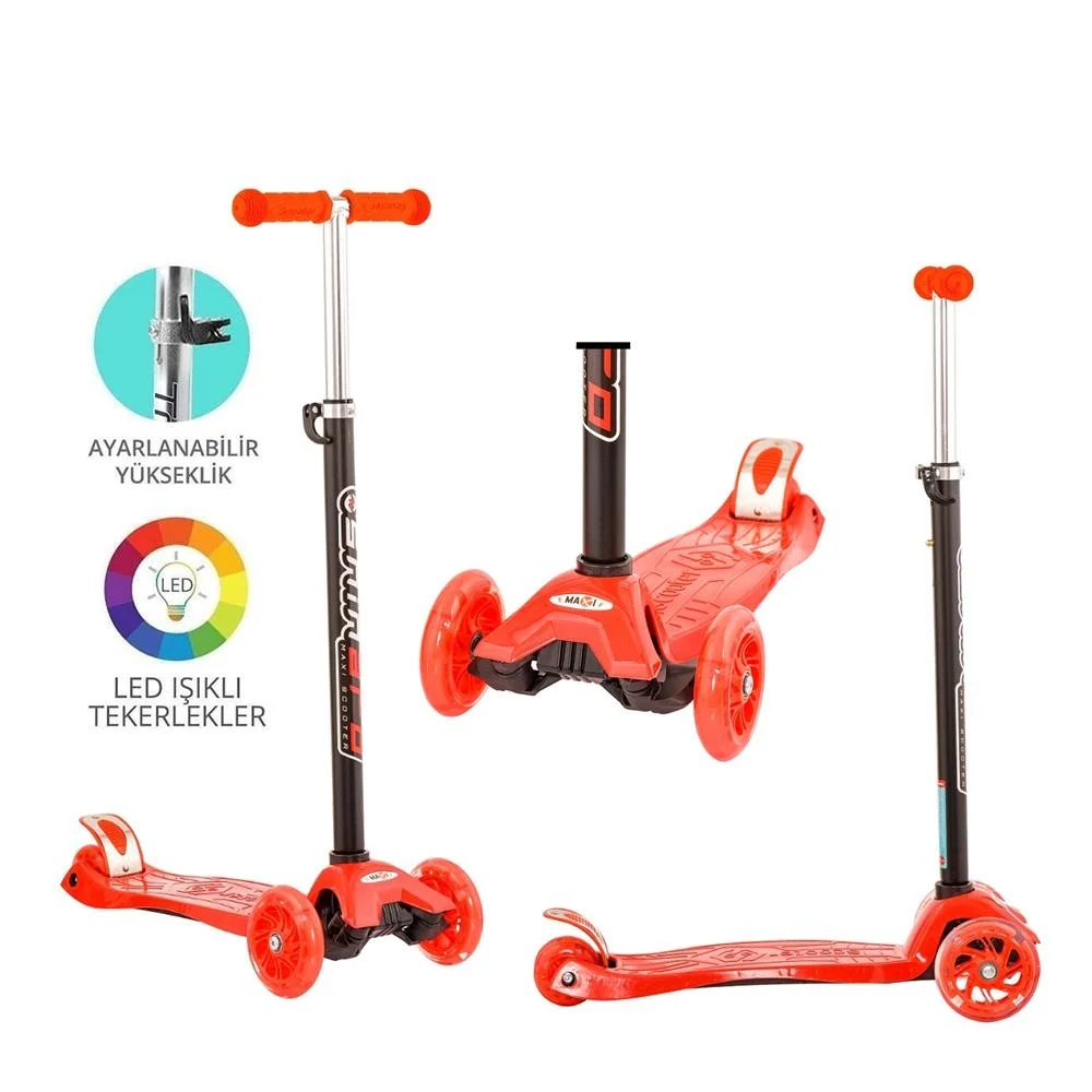 İthalat® Kırmızı Twist Işıklı Scooter Kırmızı
