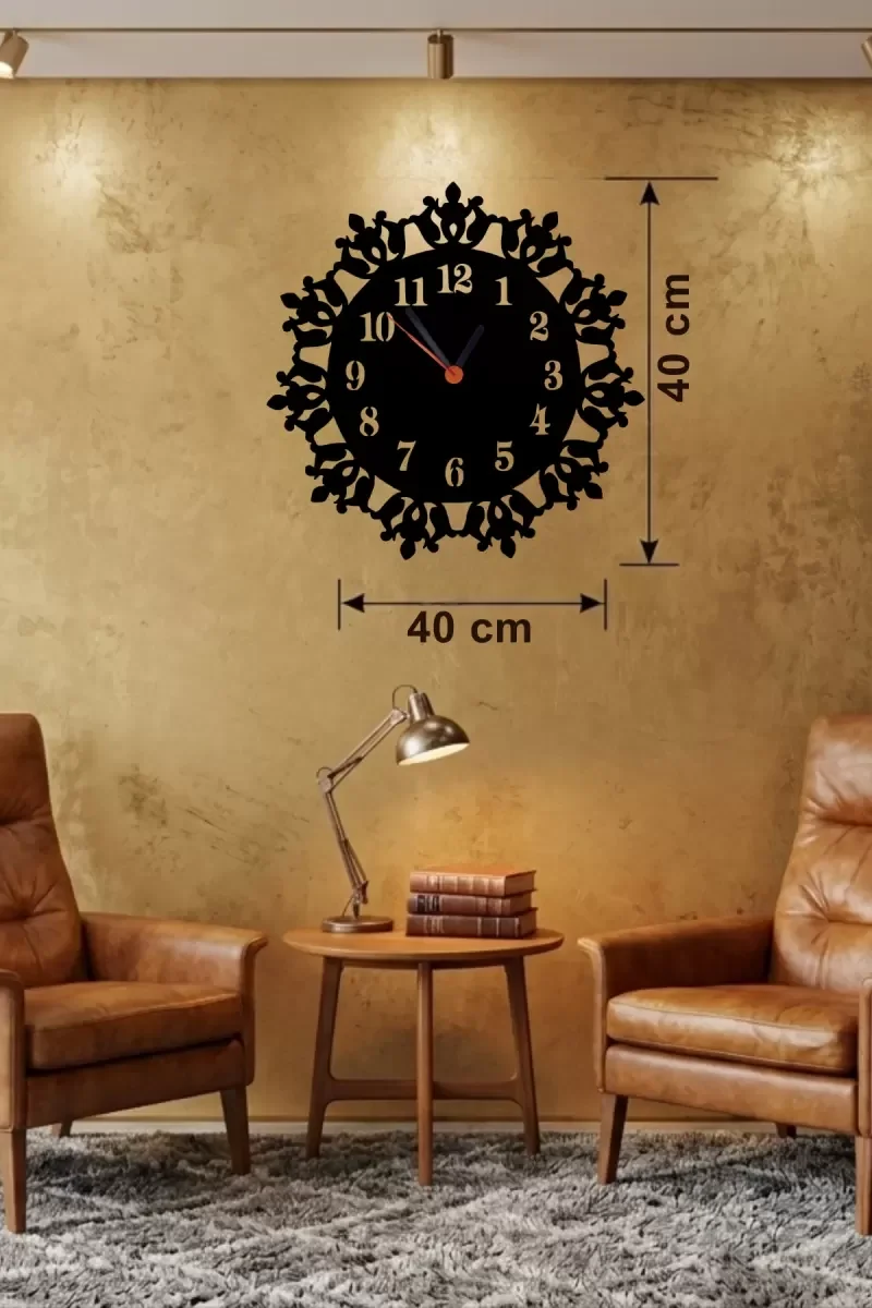 İthalat® Klasik Floral Desenli Ahşap Duvar Saati - 40x40 cm Vintage Tasarım İthalat® Klasik Floral Desenli Ahşap Duvar Saati - 40x40 cm Vintage Tasarım