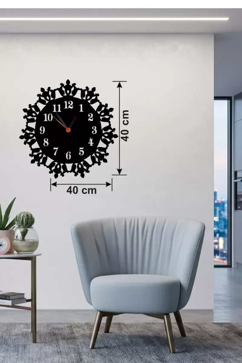 İthalat® Klasik Floral Desenli Ahşap Duvar Saati - 40x40 cm Vintage Tasarım İthalat® Klasik Floral Desenli Ahşap Duvar Saati - 40x40 cm Vintage Tasarım