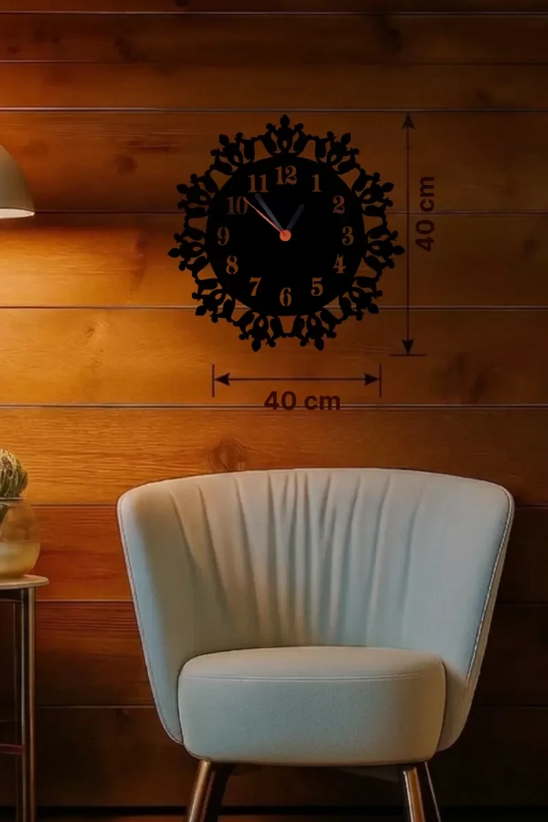 İthalat® Klasik Floral Desenli Ahşap Duvar Saati - 40x40 cm Vintage Tasarım İthalat® Klasik Floral Desenli Ahşap Duvar Saati - 40x40 cm Vintage Tasarım