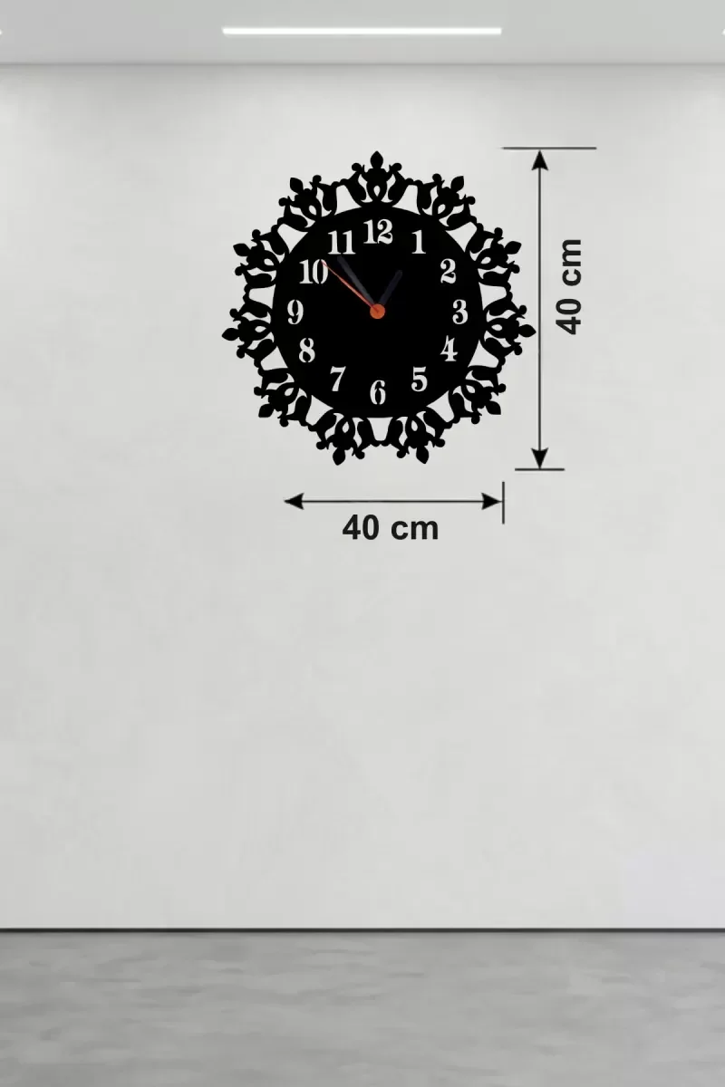 İthalat® Klasik Floral Desenli Ahşap Duvar Saati - 40x40 cm Vintage Tasarım İthalat® Klasik Floral Desenli Ahşap Duvar Saati - 40x40 cm Vintage Tasarım