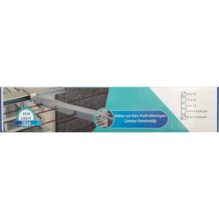 İthalat® Koral Alüminyum Balkon Çamaşır Kurutma Askılığı 80x30