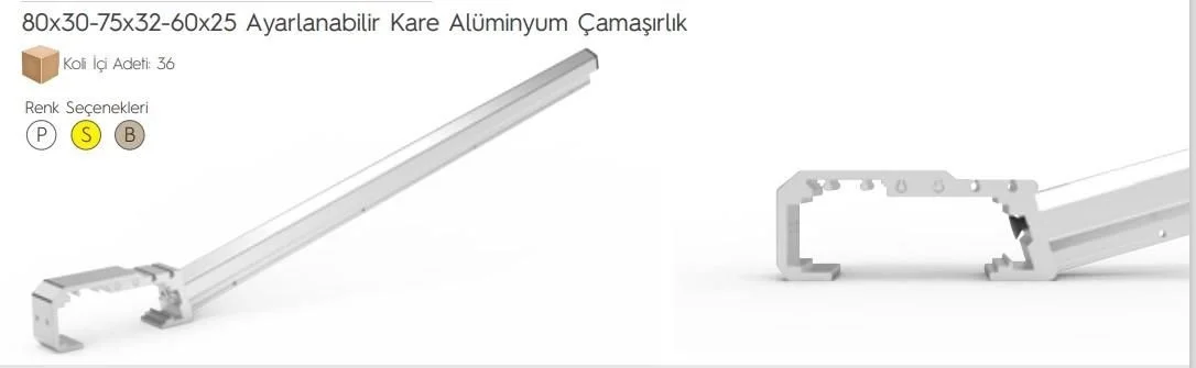 İthalat® Koral Ayarlı Balkon Çamaşır Askılığı 80X30/60X25