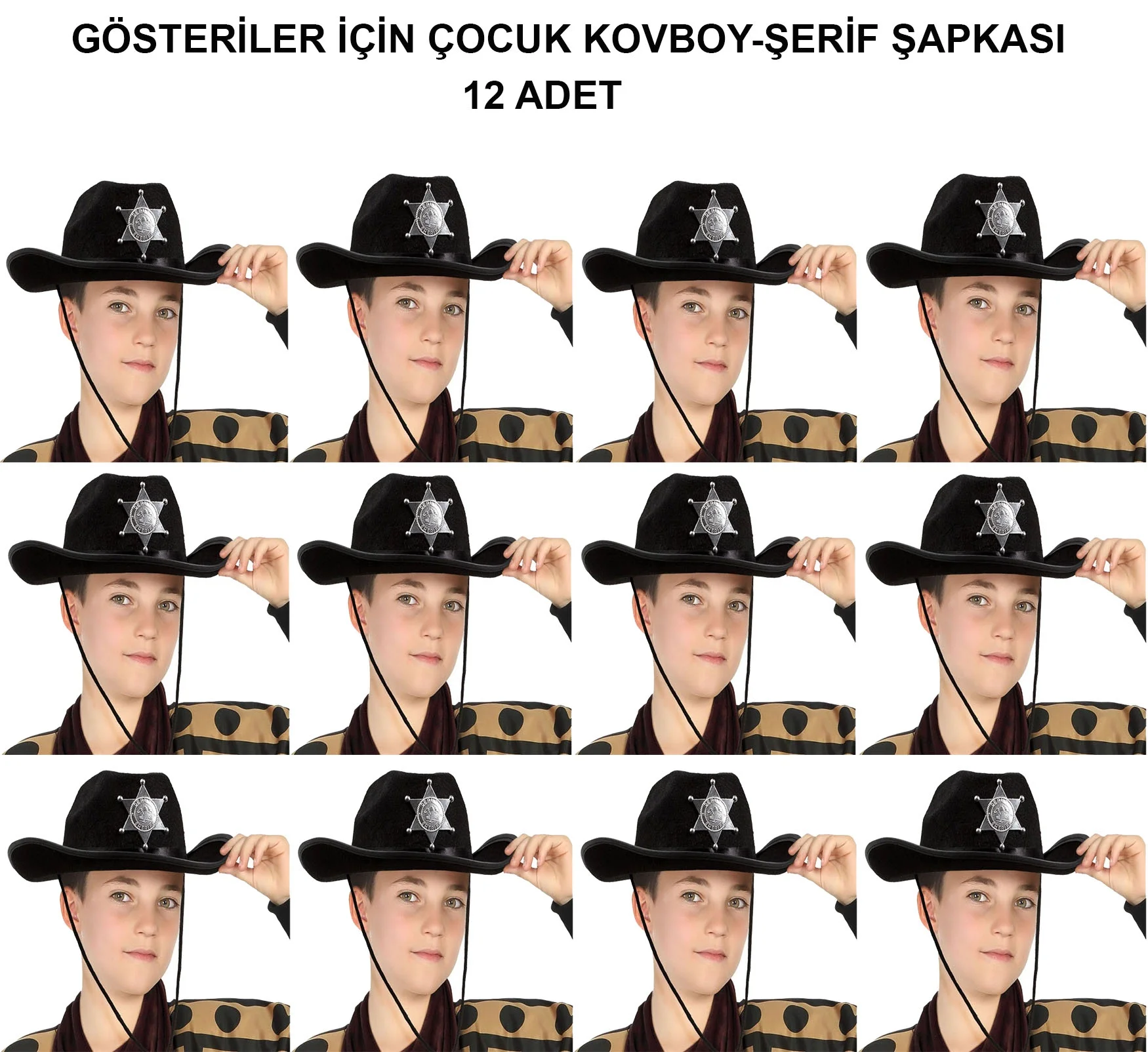 İthalat® Kovboy Şerif Şapkası Siyah 12 Adet - Kostüm, Parti ve Gösteri Şapkası İthalat® Kovboy Şerif Şapkası Siyah 12 Adet - Kostüm, Parti ve Gösteri Şapkası