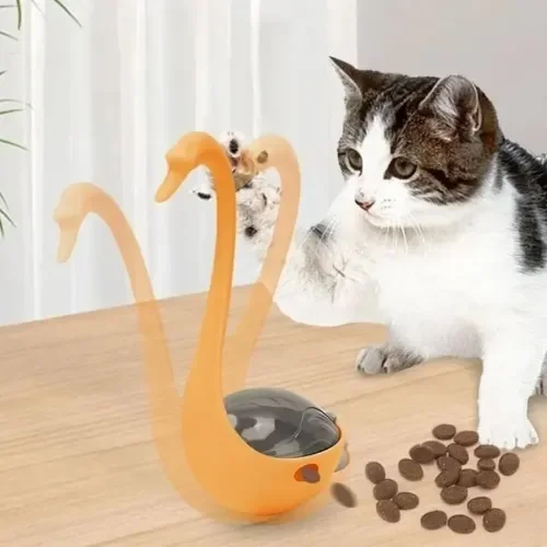 İthalat® Kuğu Şeklinde Lazerli ve Mama Hazneli Kedi Oyuncağı
