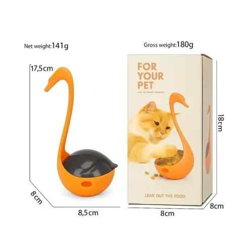 İthalat® Kuğu Şeklinde Lazerli ve Mama Hazneli Kedi Oyuncağı