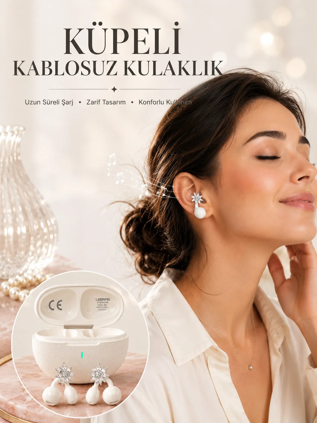 İthalat® Küpeli Kablosuz Kulaklık Yeni Nesil Bluetooth Teknolojisi