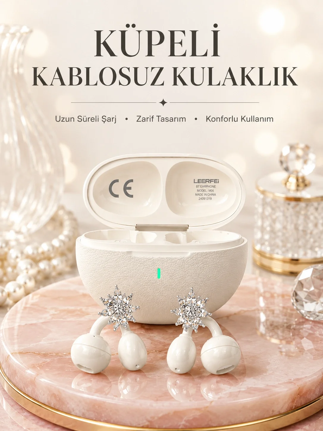 İthalat® Küpeli Kablosuz Kulaklık Uzun Süreli Batarya Performansı