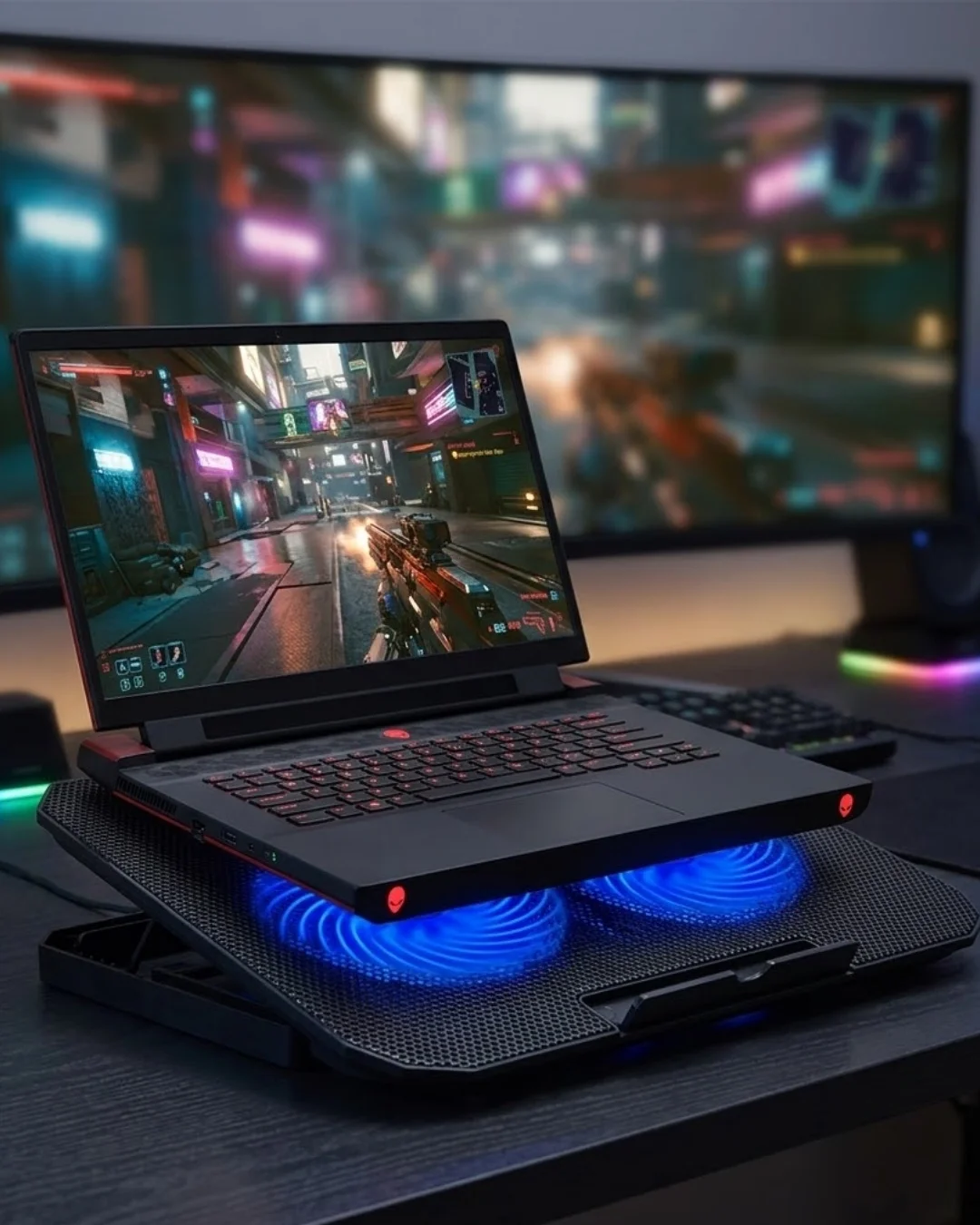İthalat® Laptop Soğutucu Stand Çift Fanlı 17 İnç Uyumlu Ayarlanabilir Notebook Altlığı
