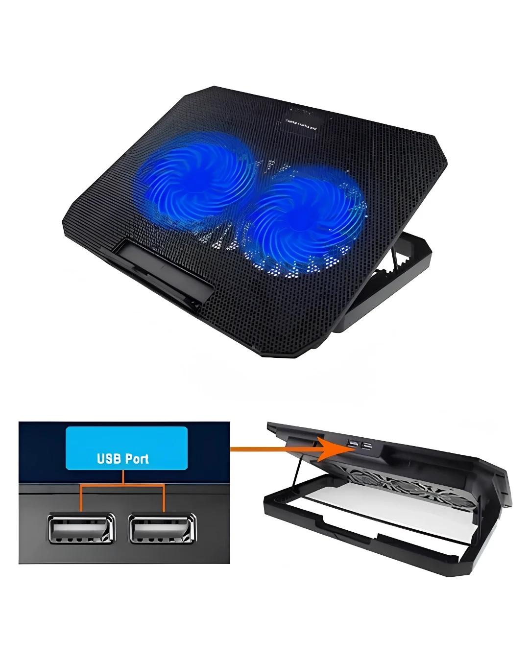 İthalat® Laptop Soğutucu Stand Çift Fanlı 17 İnç Uyumlu Ayarlanabilir Notebook Altlığı