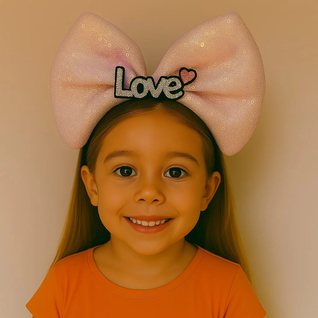 İthalat® LED Işıklı Love Yazılı Pembe Fiyonk Taç – Kız Çocuk Parti Tacı