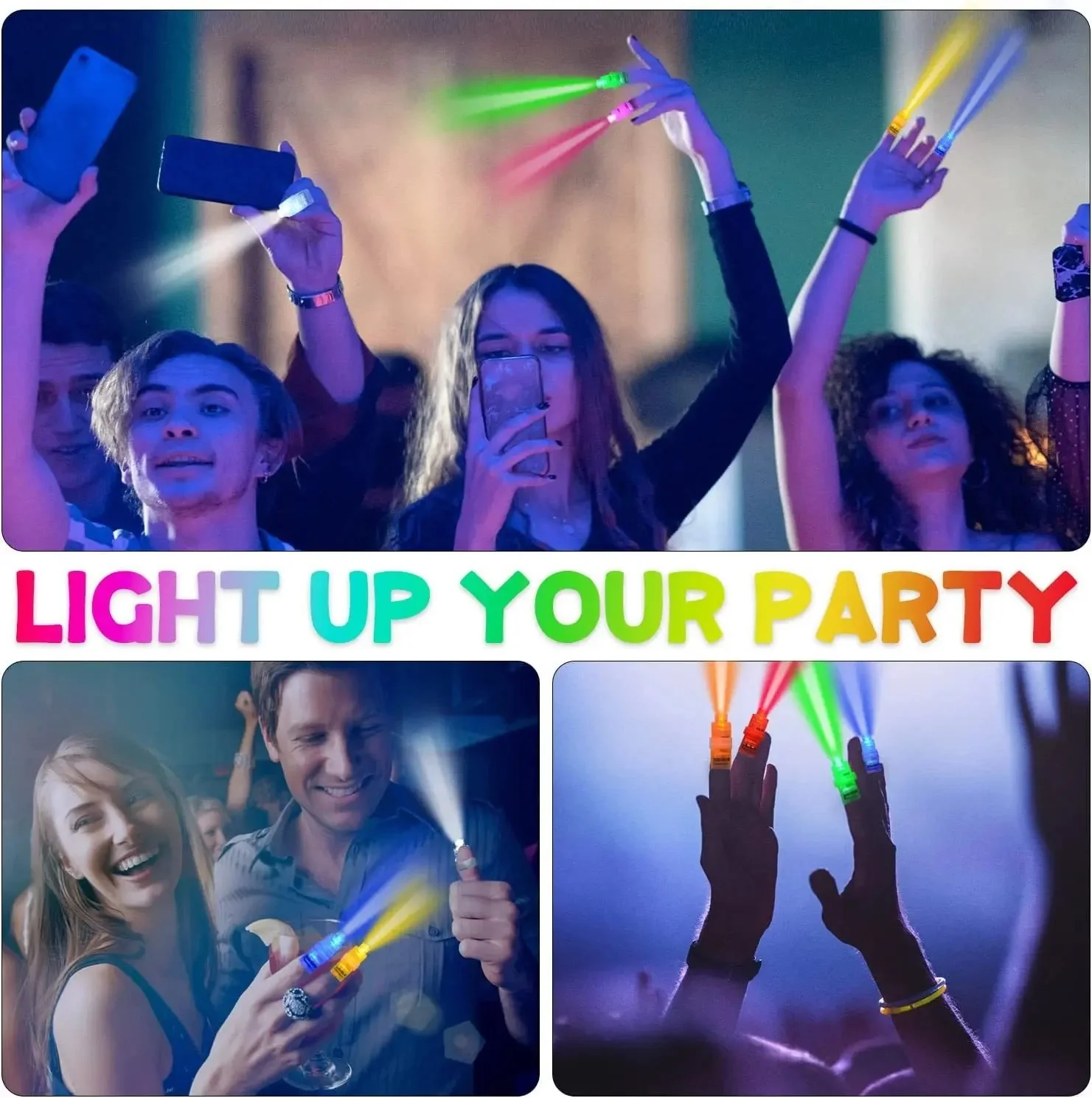 İthalat® Led Işıklı Renkli Püsküllü Parmak Işığı 4 Renk 4 Adet
