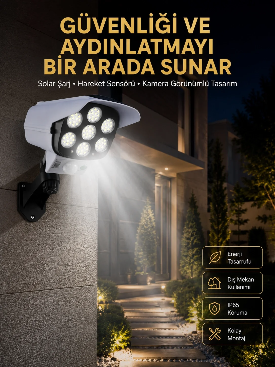 İthalat® LED Lamba-Güneş Paneli Destekli Uzaktan Kumandalı Solar LED Lamba
