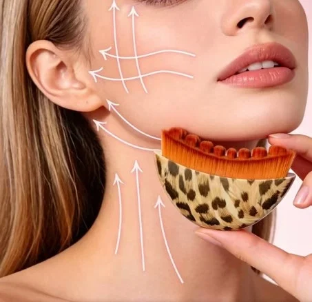 İthalat® Leopar Görünümlü Lenf Drenaj Masaj Fırçası Kutulu