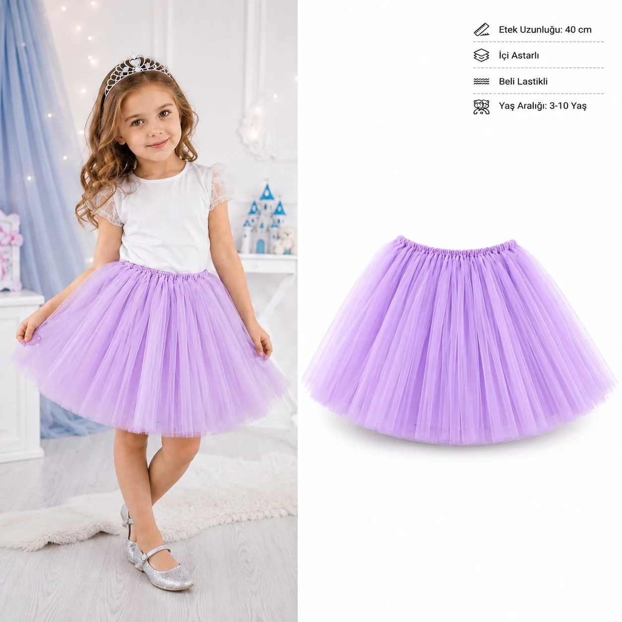 İthalat® Lila Çocuk Tütü Etek – İçi Astarlı Prenses Eteği 3-10 Yaş İthalat® Lila Çocuk Tütü Etek – İçi Astarlı Prenses Eteği 3-10 Yaş
