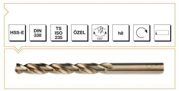 İthalat® Makina Takım HSS-E Altın Seri İnox Delme Matkap Ucu 3 mm