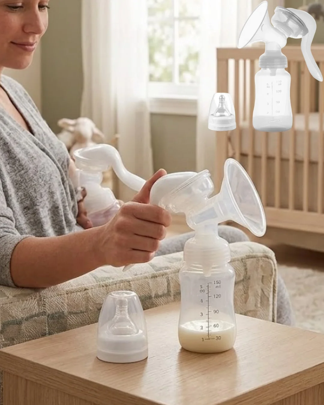 İthalat® Manuel Göğüs Pompası Masaj Özellikli BPA İçermez Taşınabilir 180 ML