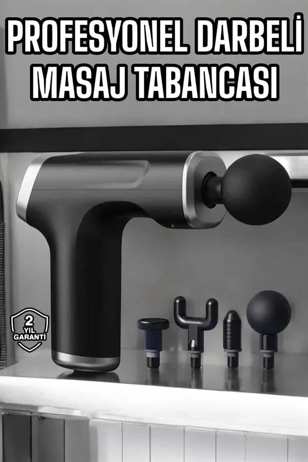 İthalat® Masaj Tabancası 4 Başlıklı Kas ve Vücut Ağrıları İçin Şarjlı Darbeli