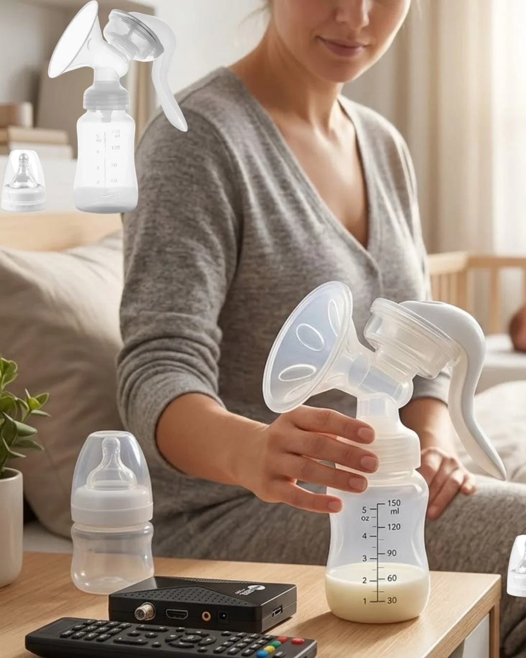İthalat® Masaj ve Sağım Özellikli Manuel Süt Pompası Sessiz Kullanım 180 ML