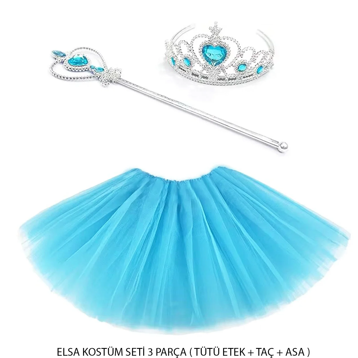 İthalat® Mavi Prenses Elsa Kostüm Seti 3 Parça (Tütü Etek + Taç + Asa ) İthalat® Mavi Prenses Elsa Kostüm Seti 3 Parça (Tütü Etek + Taç + Asa )