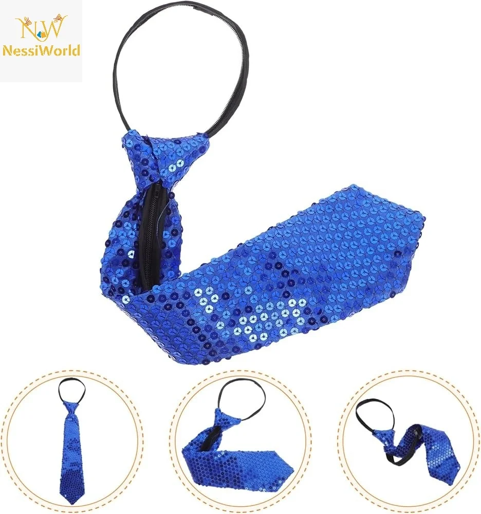 İthalat® Mavi Pul Payetli Işıltılı Parti Kravatı 33 cm