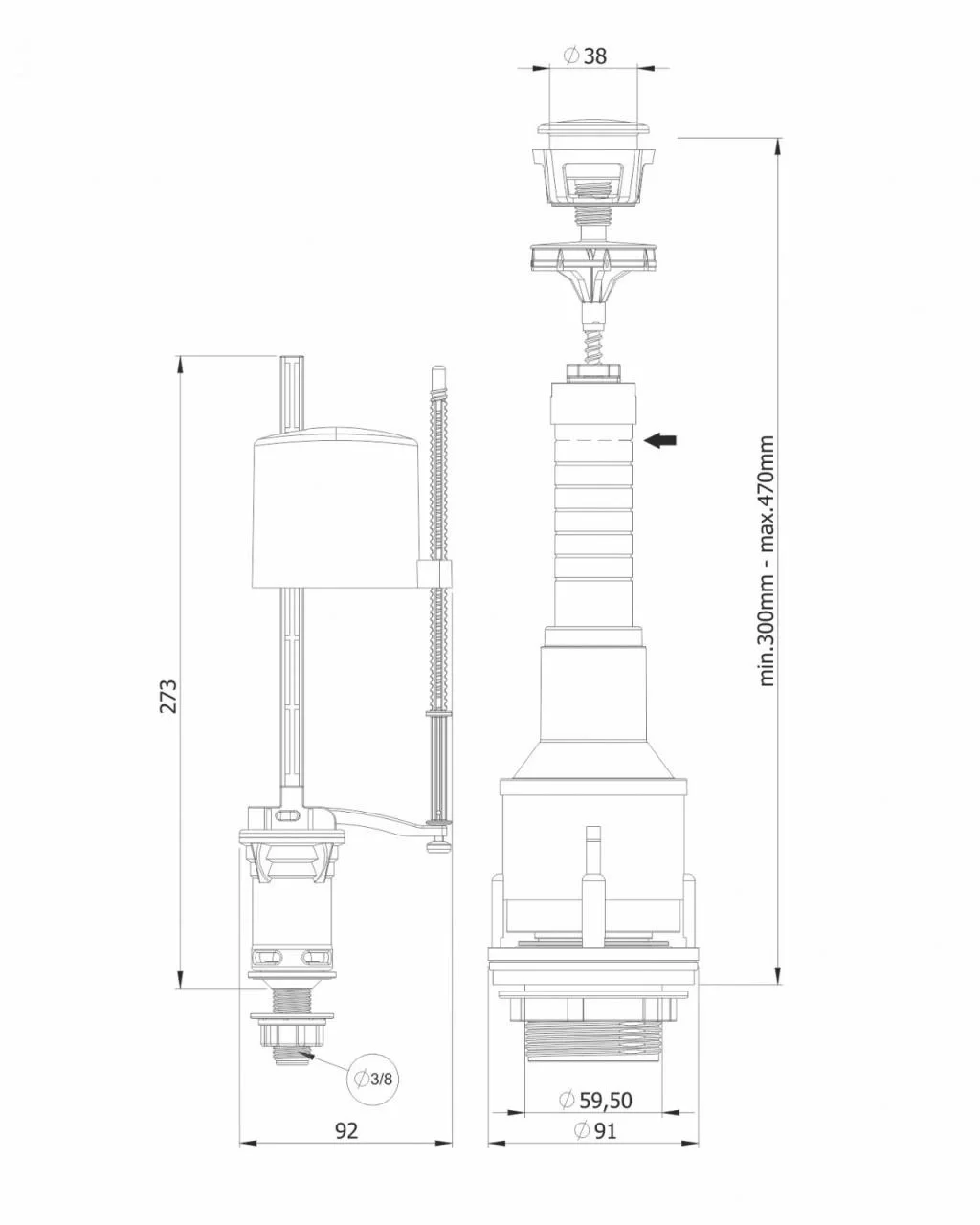 İthalat® Mega 3004 Basmalı Rezarvuar İç Takımı