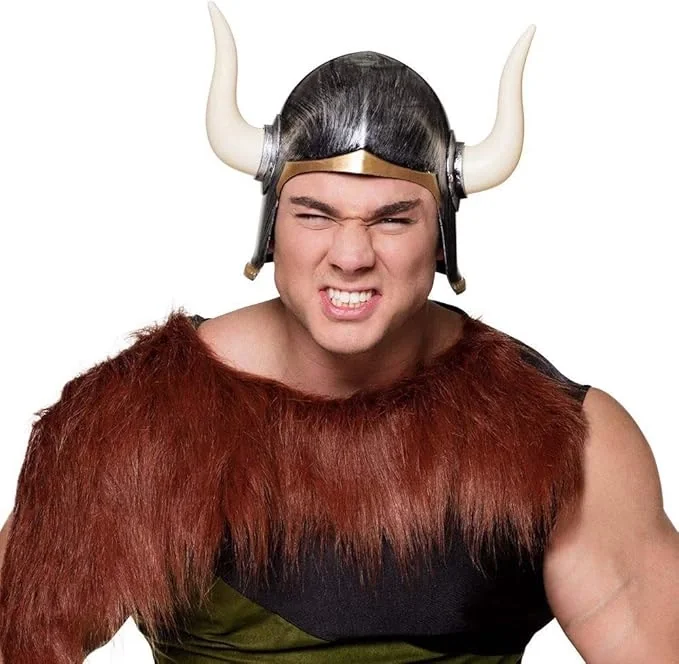 İthalat® Mega Boynuzlu Viking Ivar Kaskı Eskitilmiş Desen Gümüş Renk