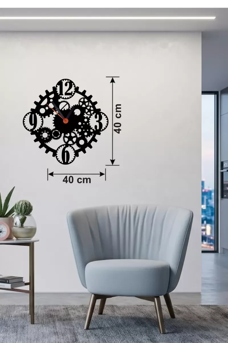 İthalat® Mekanik Dişli Çark Tasarım Ahşap Duvar Saati - 40x40 cm Steampunk Dekor İthalat® Mekanik Dişli Çark Tasarım Ahşap Duvar Saati - 40x40 cm Steampunk Dekor