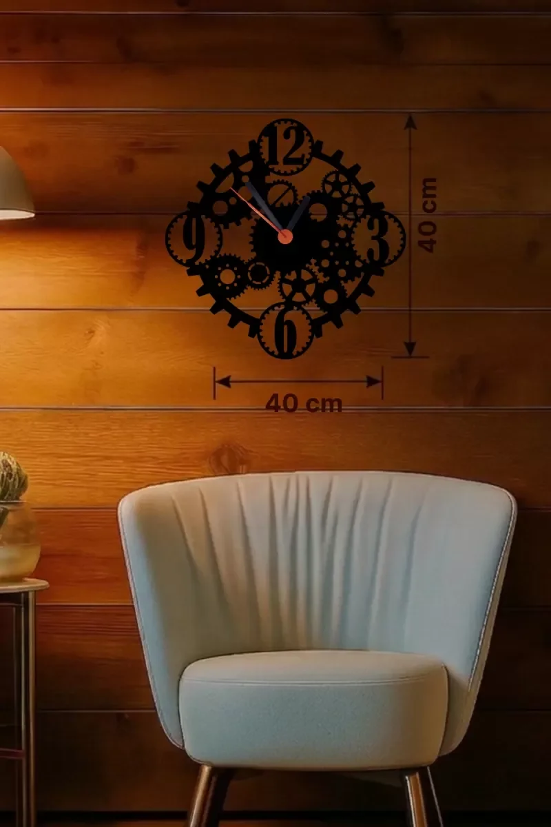 İthalat® Mekanik Dişli Çark Tasarım Ahşap Duvar Saati - 40x40 cm Steampunk Dekor İthalat® Mekanik Dişli Çark Tasarım Ahşap Duvar Saati - 40x40 cm Steampunk Dekor