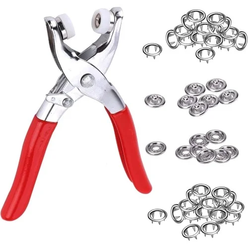 İthalat® Metal Çıtçıt Düğme Pensesi ve 25 Set Düğme Takımı