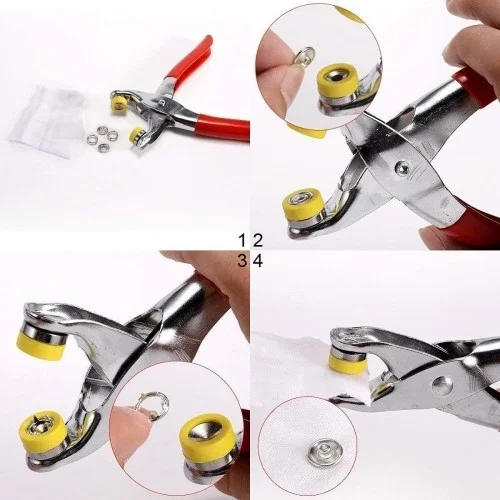 İthalat® Metal Çıtçıt Düğme Pensesi ve 25 Set Düğme Takımı
