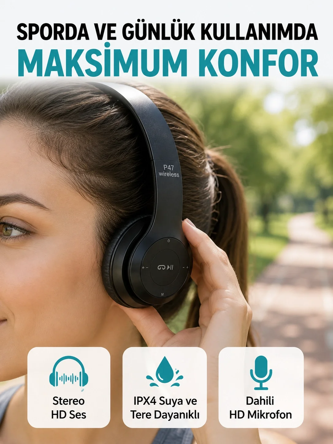 İthalat® Mikrofonlu Kablosuz Kulaklık | Uzun Pil Ömrü ve Stereo Ses Performansı Yeni Nesil