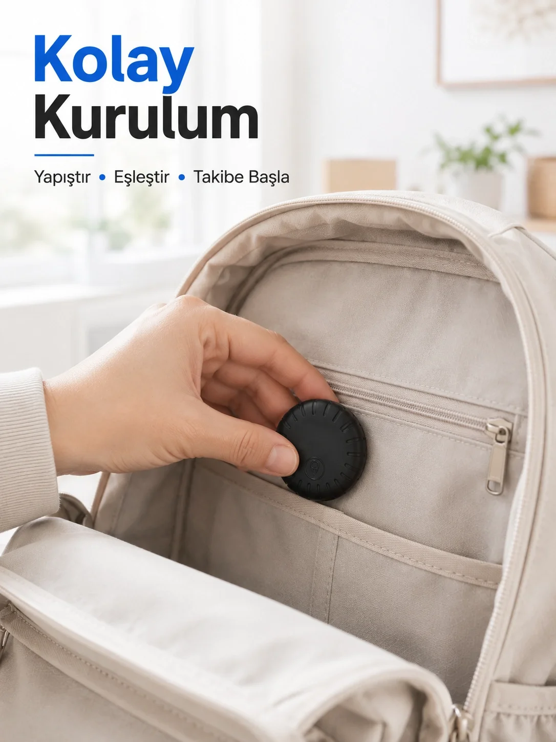 İthalat® Mini Akıllı Takip Cihazı 2 Yıl Pil Ömrü Android iOS Uyumlu Çanta Araç Valiz Takip Aparatı