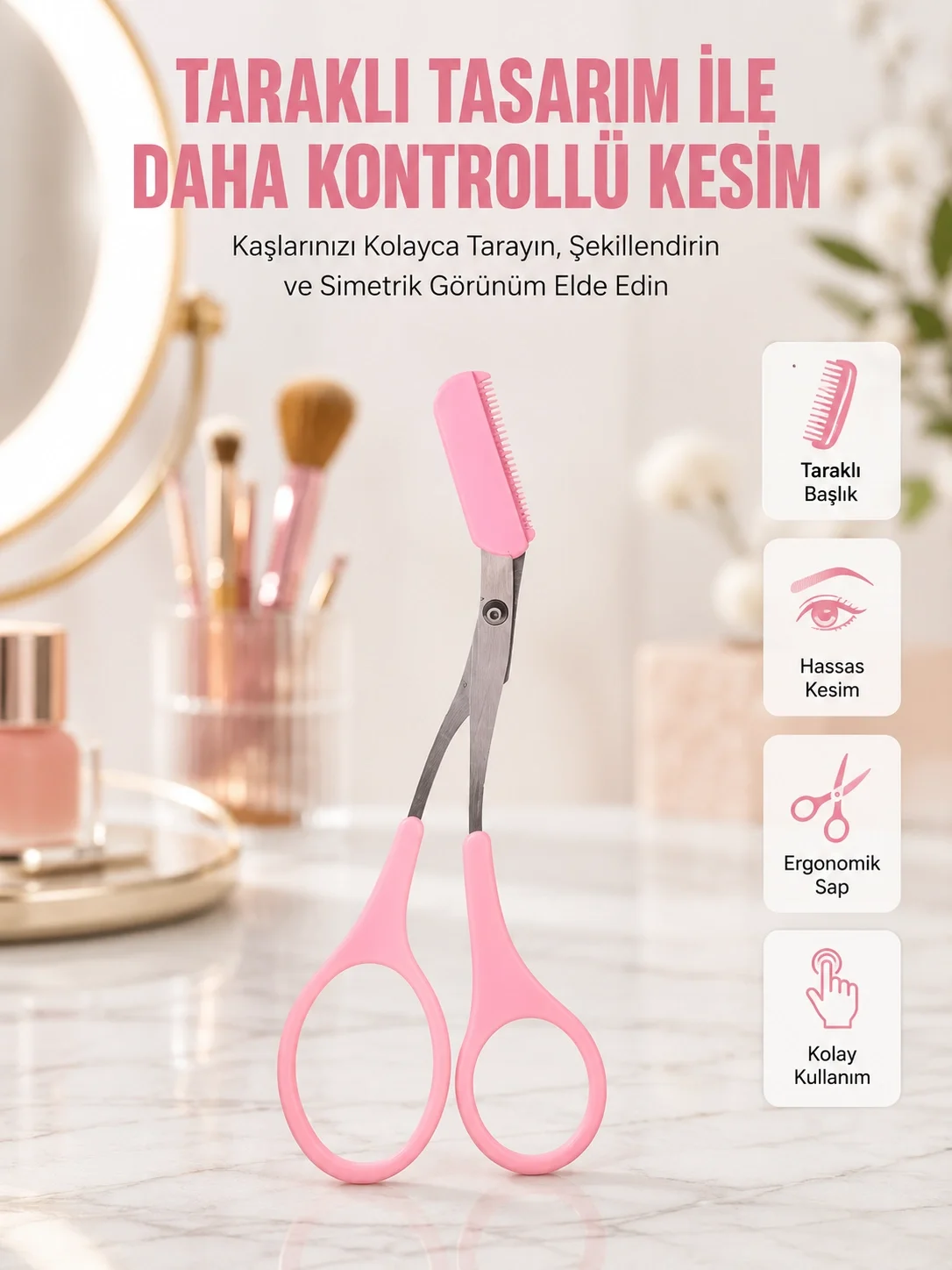 İthalat® Mini Taraklı Kaş Düzeltici – Hassas Şekillendirme ve Taşınabilir Tasarım