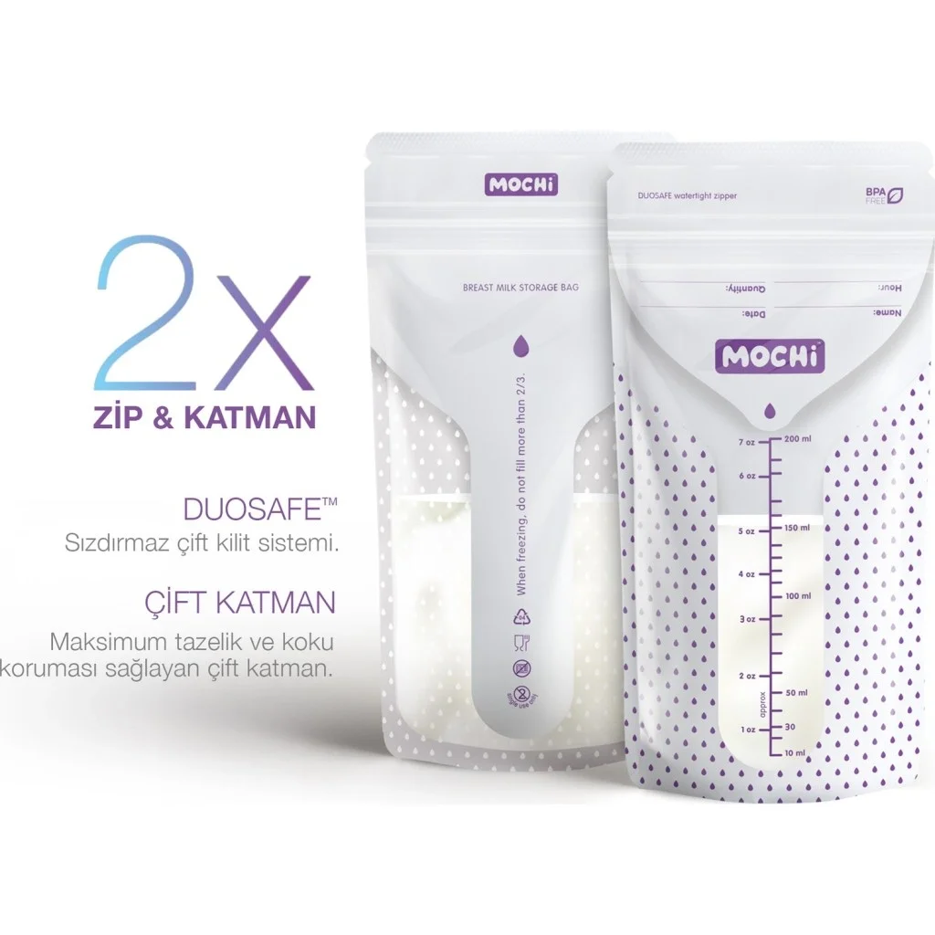 İthalat® Mochi Anne Sütü Saklama Poşeti 25 Adet 200ml