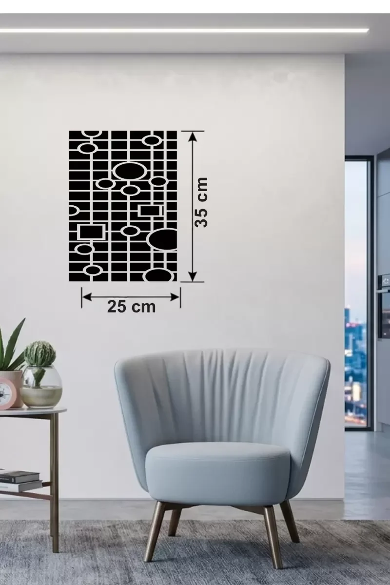 İthalat® Modern Geometrik Desenli Ahşap Duvar Tablosu - 25x35 cm Dekoratif Pano