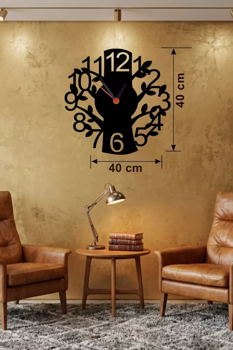 İthalat® Modern Hayat Ağacı Tasarım Ahşap Duvar Saati - 40x40 cm Dekoratif İthalat® Modern Hayat Ağacı Tasarım Ahşap Duvar Saati - 40x40 cm Dekoratif
