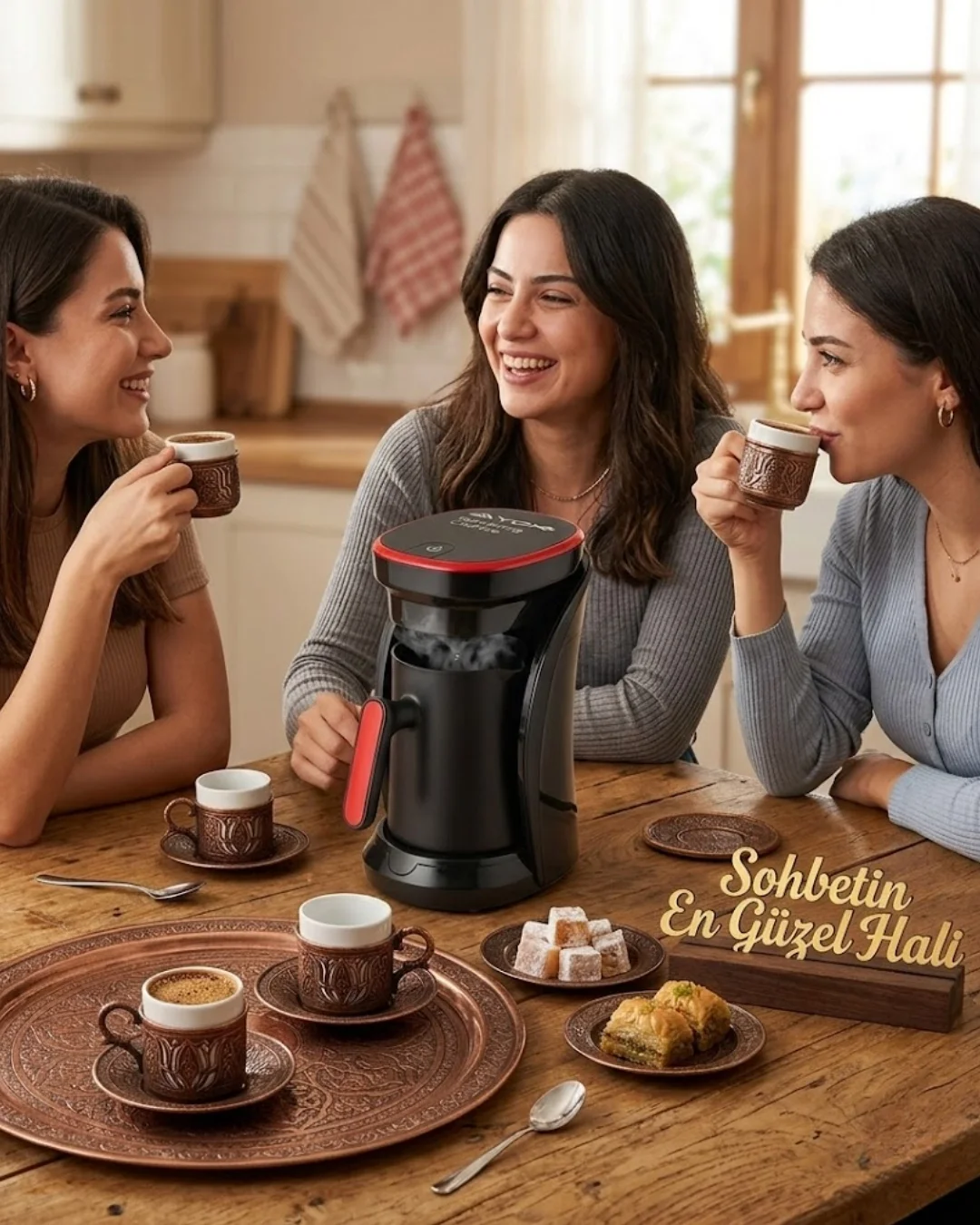 İthalat® Modern Tasarımlı Türk Kahvesi Makinesi Taşma Emniyetli 4 Fincan Kapasiteli