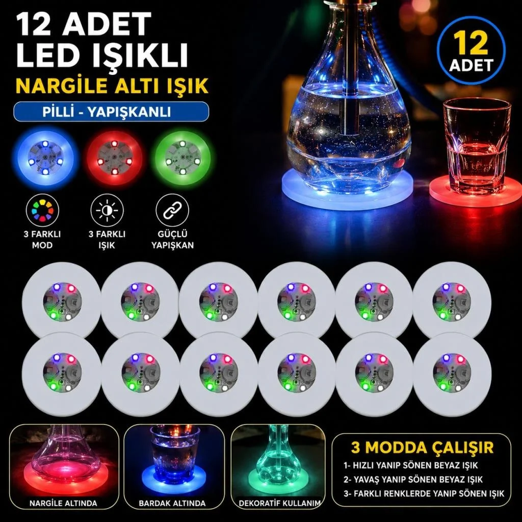 İthalat® Nargile Altı Işık 12’li Set