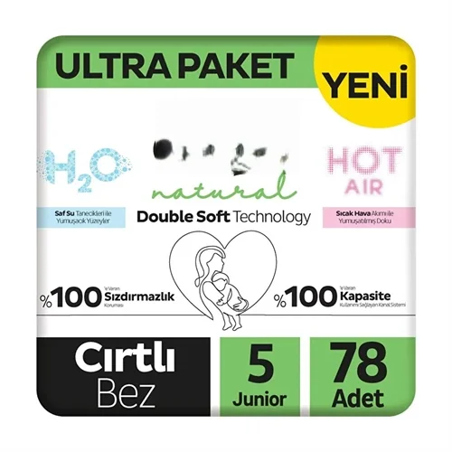 İthalat® Natural Double Soft Bebek Bezi Ultra Paket 5 Beden 78 Adet