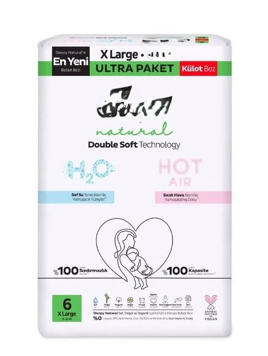 İthalat® Natural Double Soft Külot Bez Ultra Paket 6 Beden 62 Adet