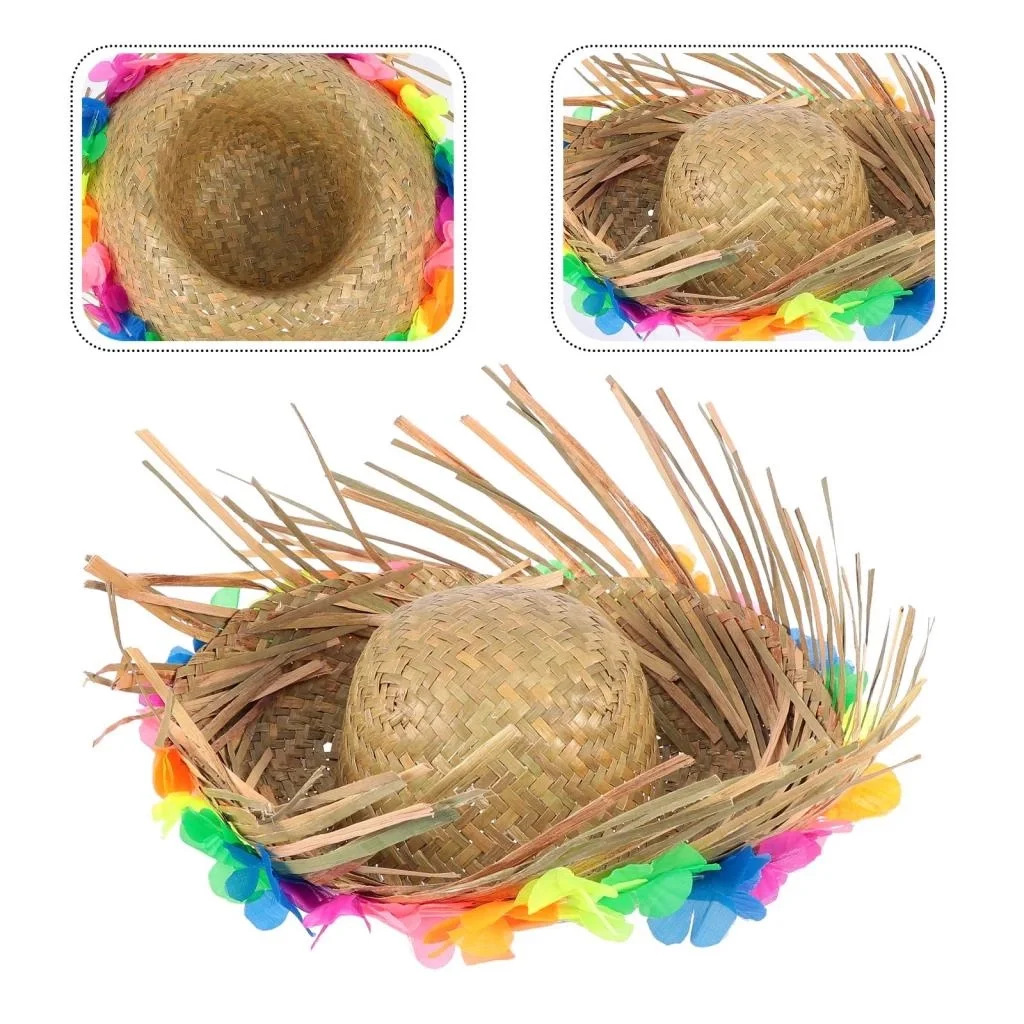 Naturel Renk Püsküllü Örme Hasır Hawaii Luau Aloha Şapka 13x36 cm Naturel Renk Püsküllü Örme Hasır Hawaii Luau Aloha Şapka 13x36 cm