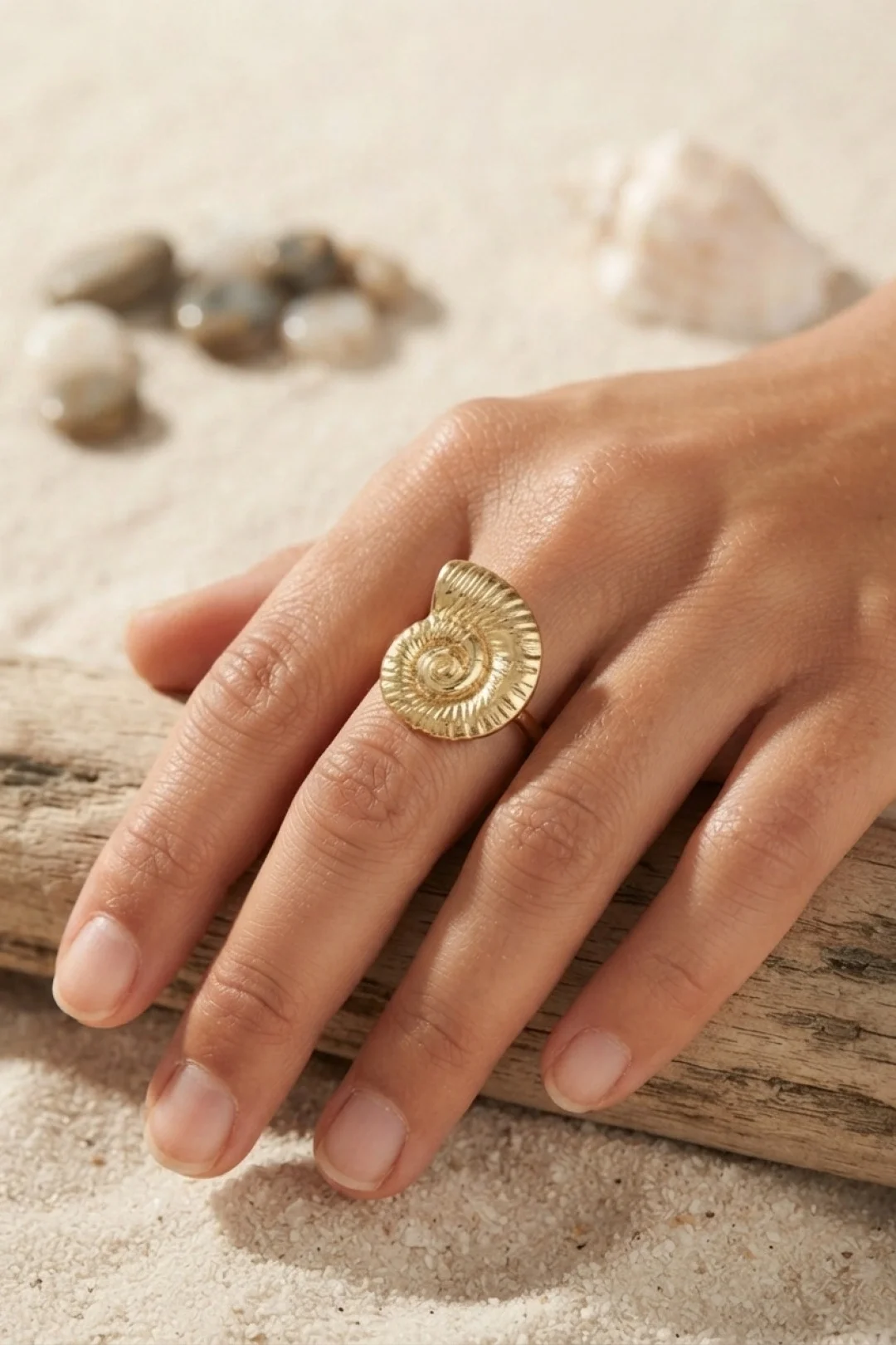 İthalat® Nautilus Tasarım Gold Renk Kadın Yüzük