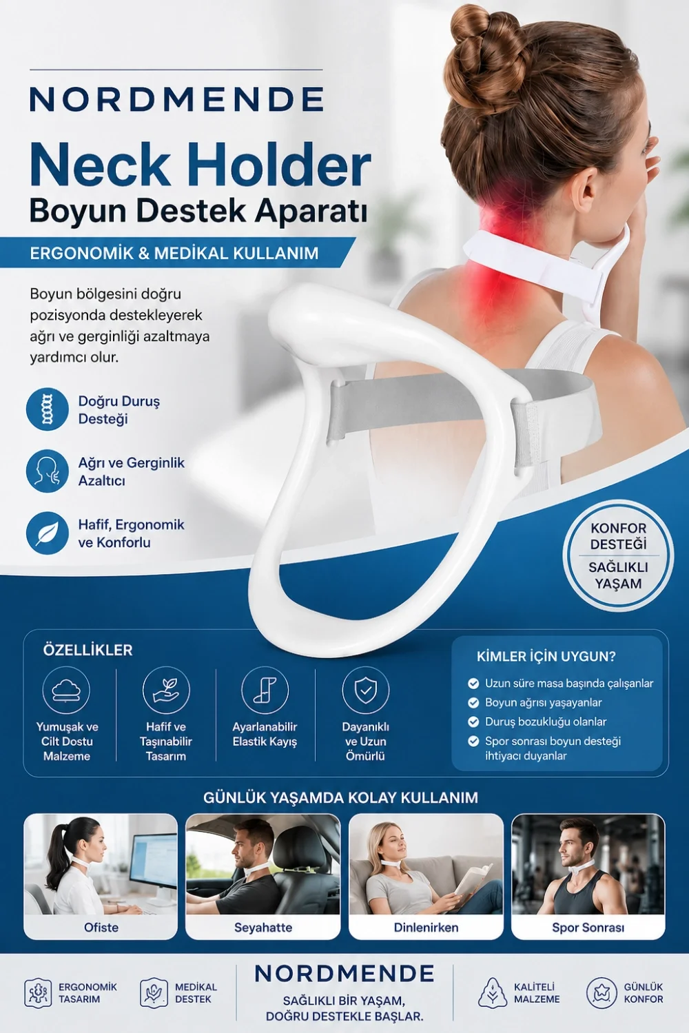 İthalat® Neck Holder Boyun Destek Aparatı | Ergonomik &amp; Medikal Kullanım