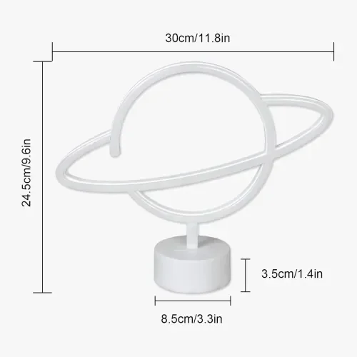 İthalat® Neon Işıklı Satürn Lamba (Pil + USB)