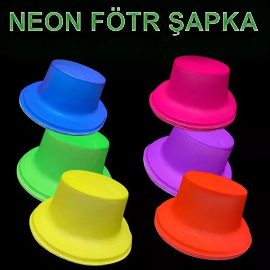 Neon Partisi Sarı Renk Plastik Fötr Şapka Neon Partisi Sarı Renk Plastik Fötr Şapka