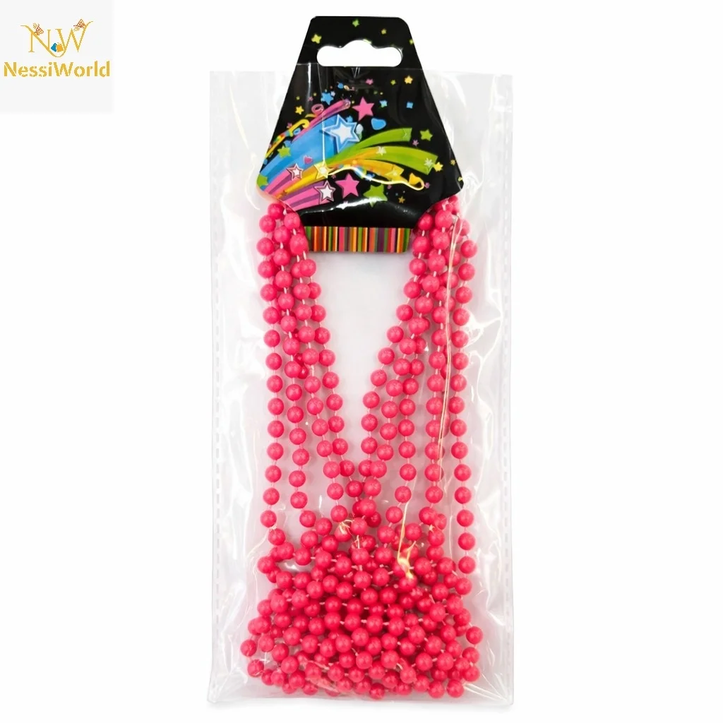 İthalat® Neon Pembe Boncuk Kolye 80 cm – Retro 80’ler 90’lar Parti Aksesuarı